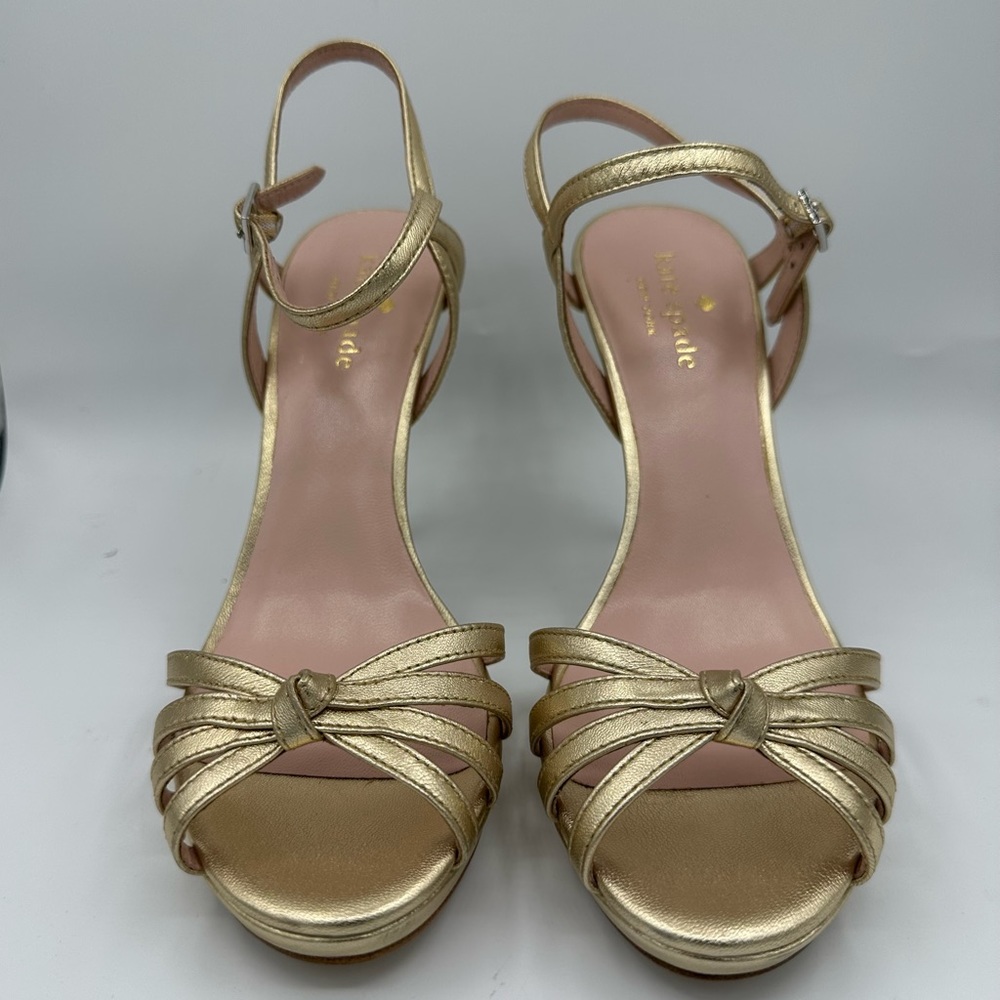 Kate Spade New York Women’s Gold 4 Inch Open Toed Heels